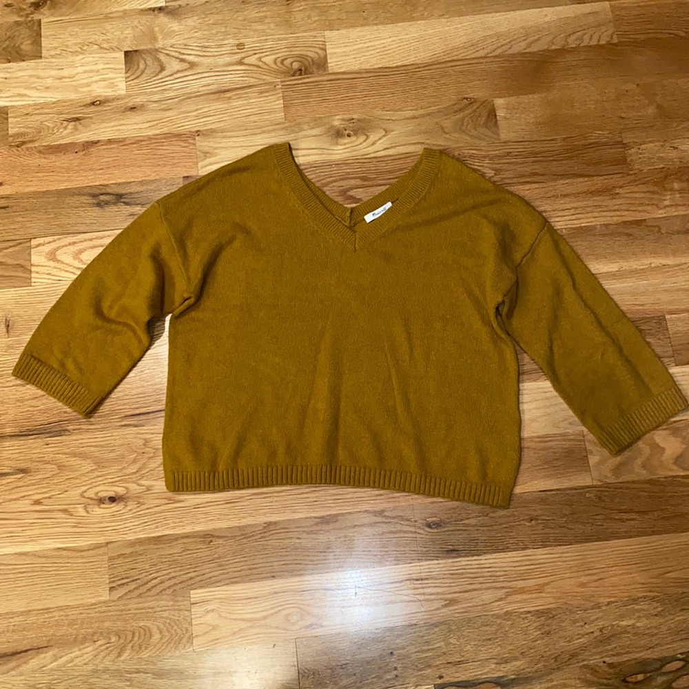 NWOT Madewell Double-V Pullover Sweater in Gold